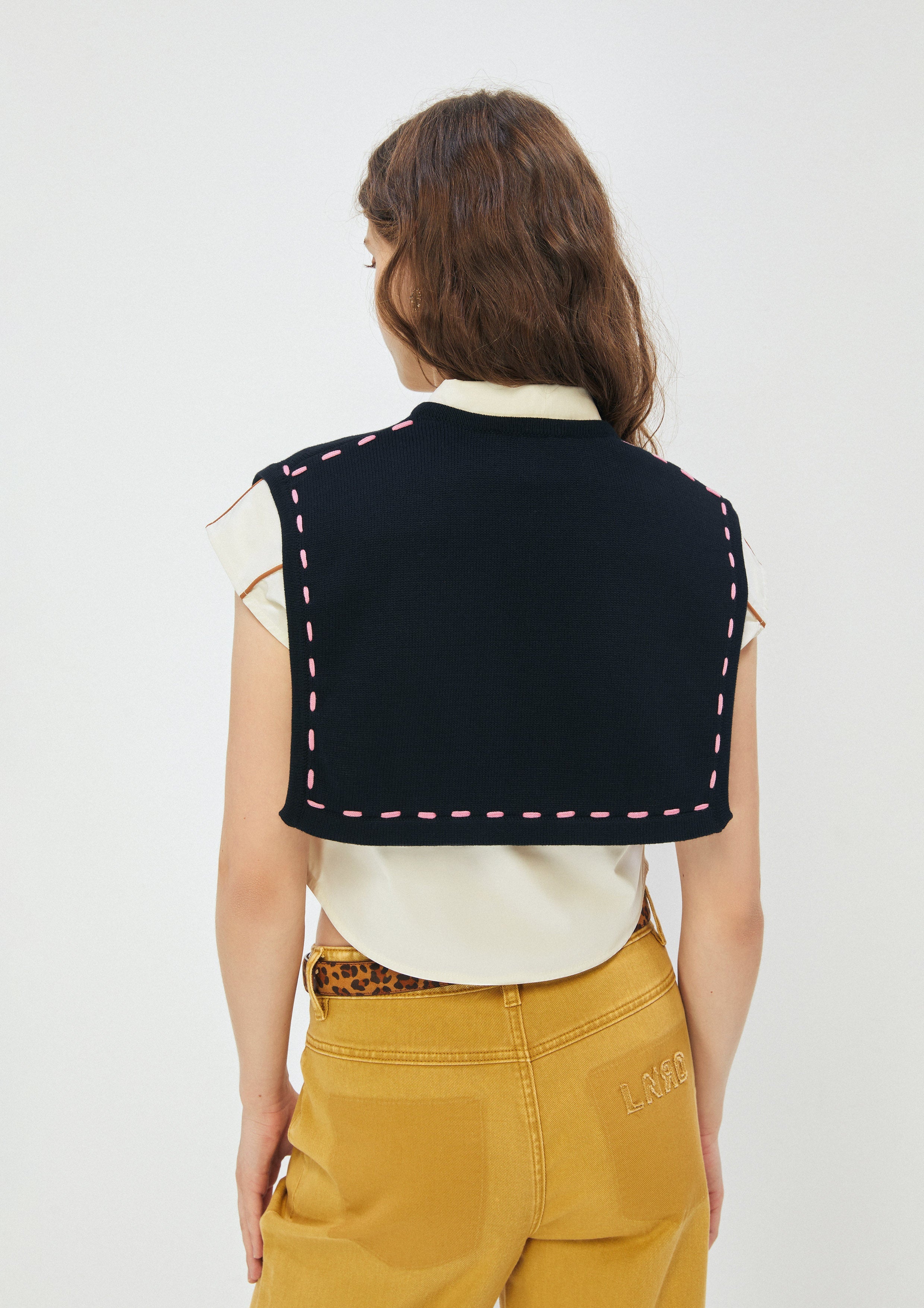 Embroidered Panther Knit Capelet