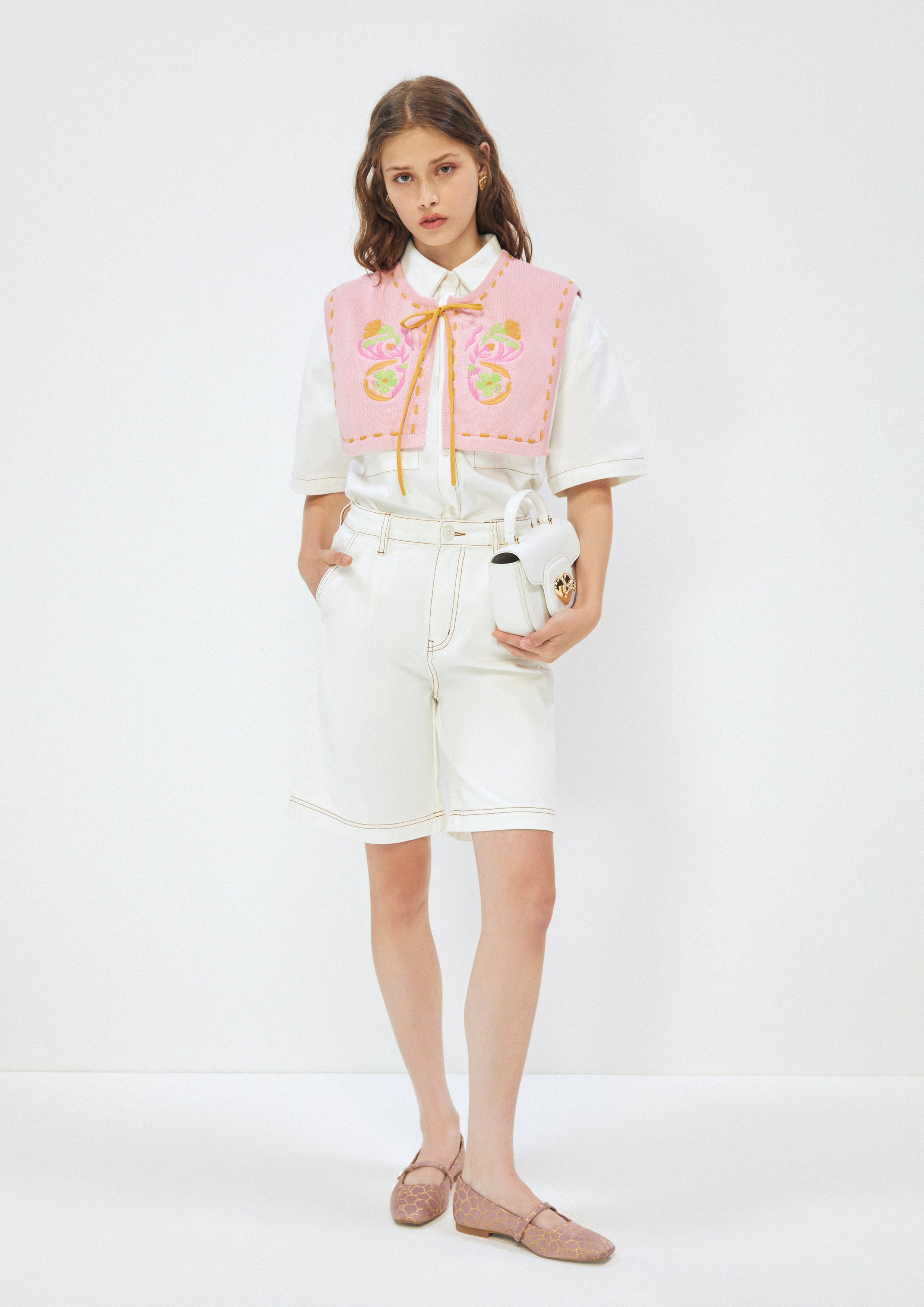 Embroidered Knit Capelet