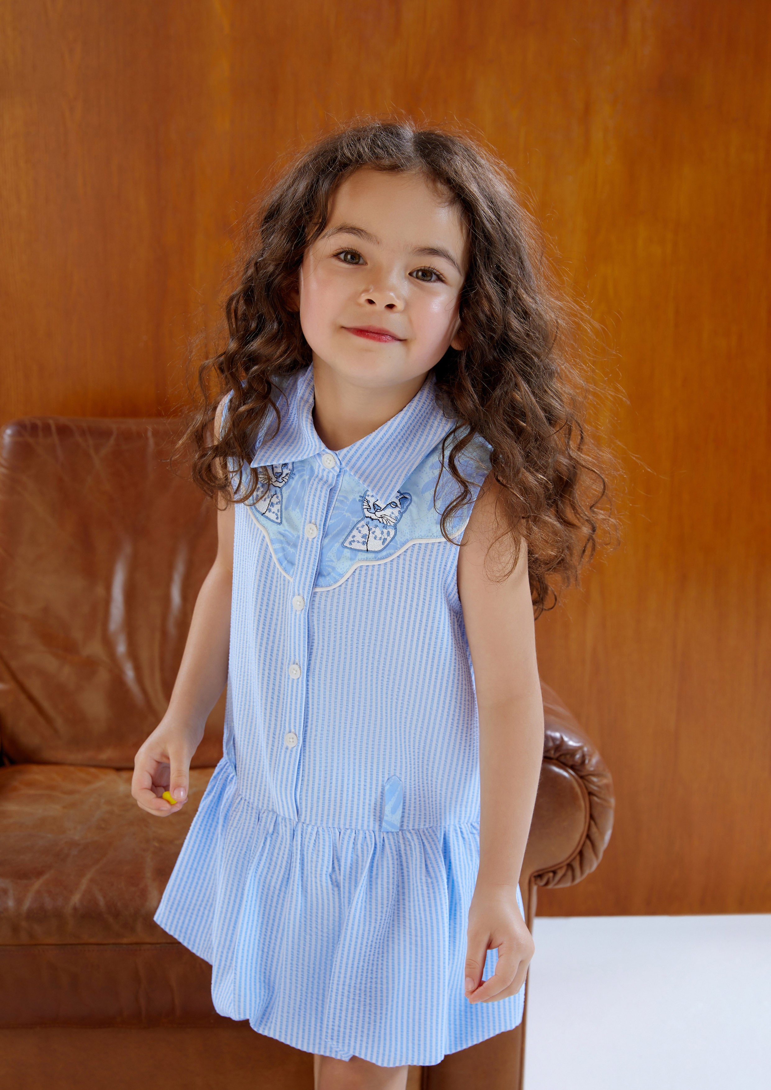 Sleeveless Shirt Dress for Girls Roar of Serengeti
