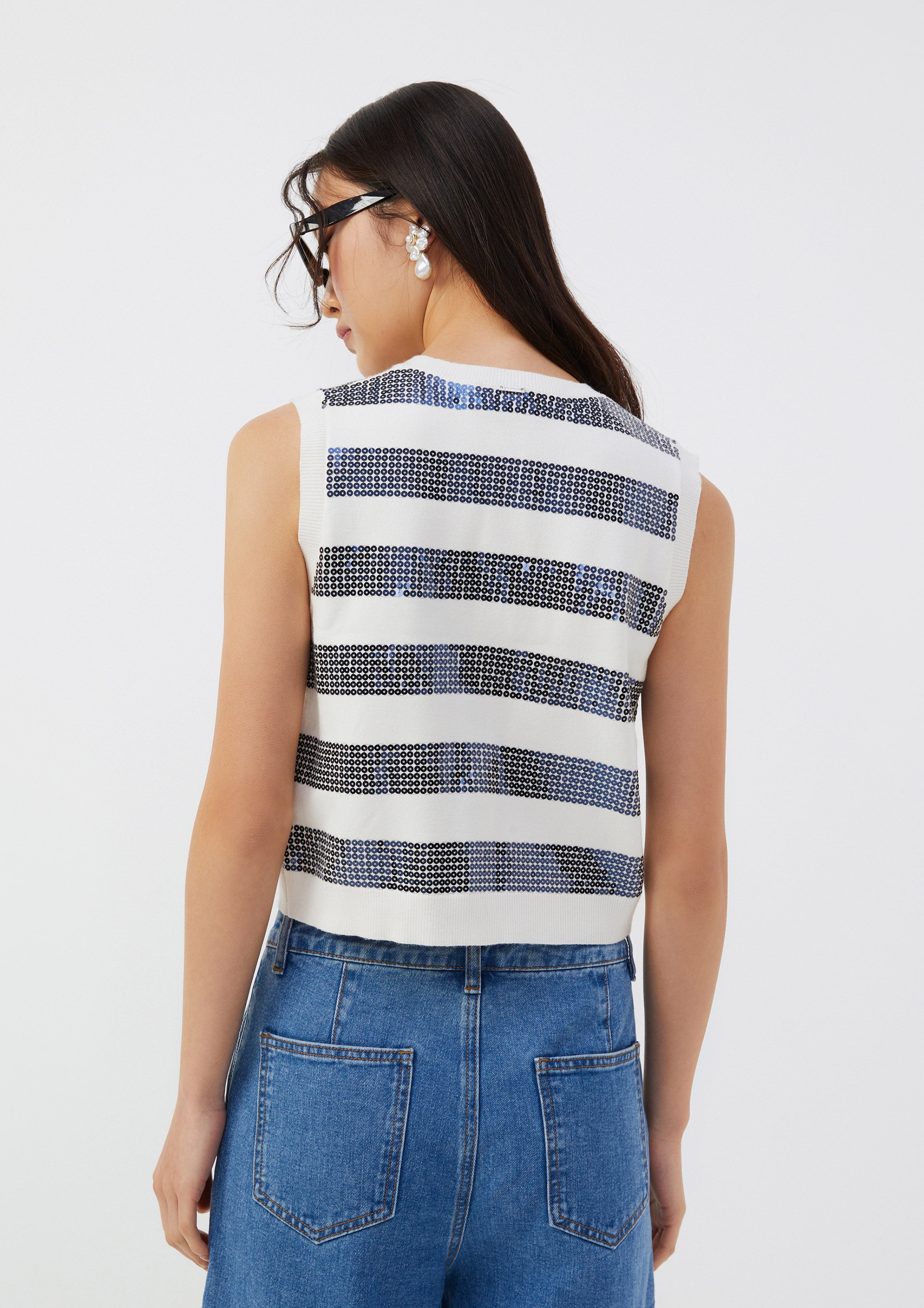 Sequin Stripe Knit Vest Roar of Serengeti