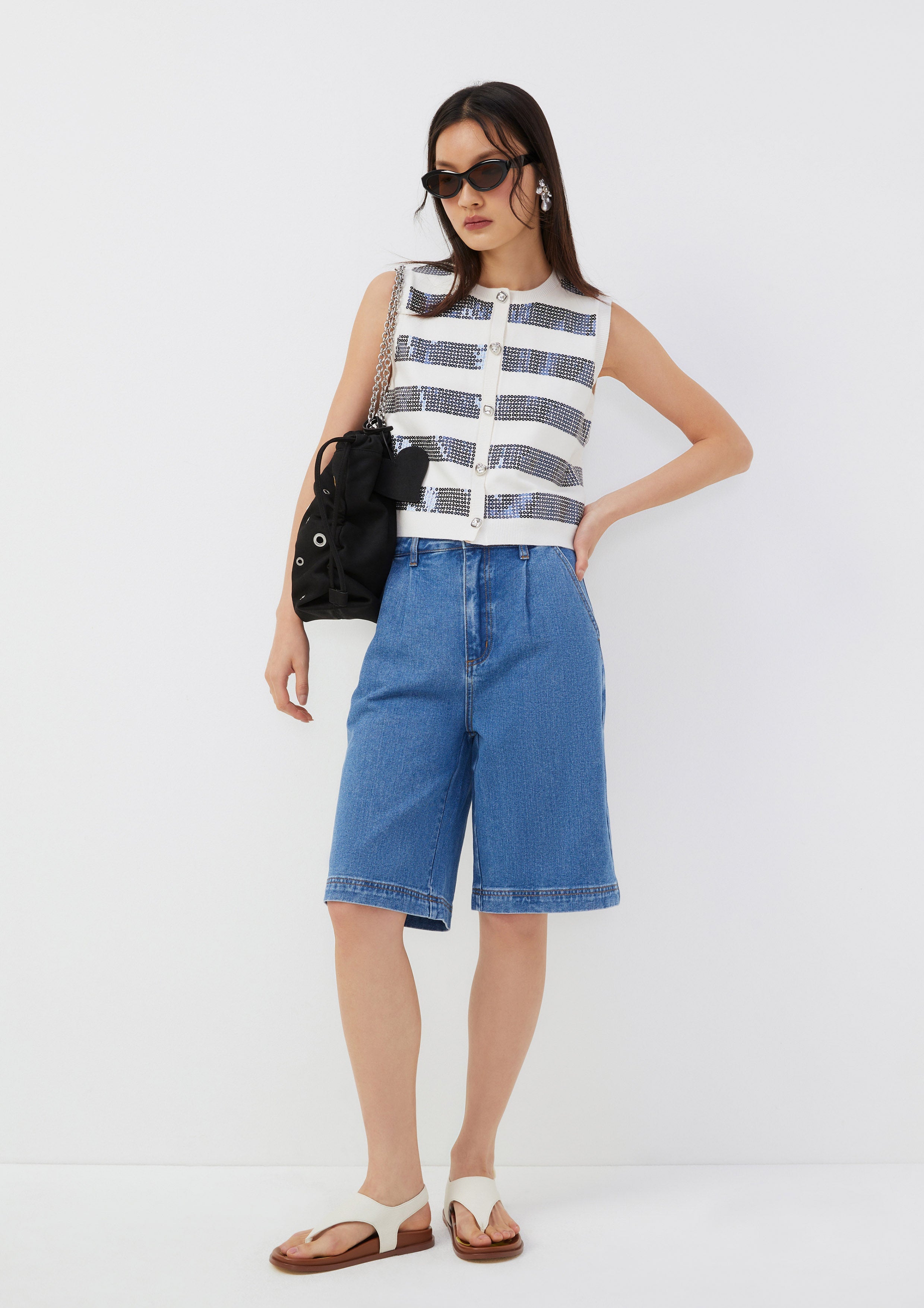 Sequin Stripe Knit Vest Roar of Serengeti