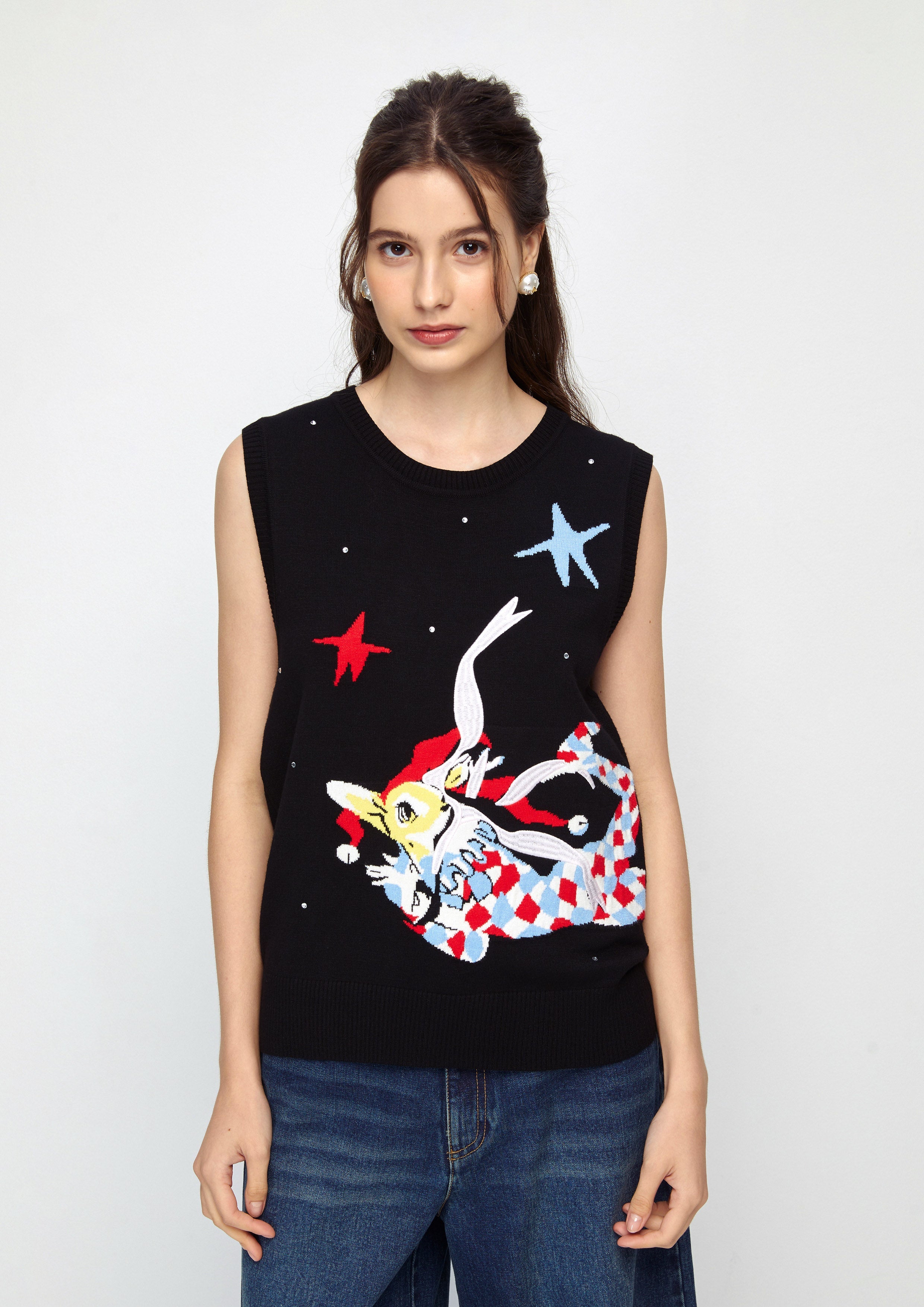 เสื้อนิตแขนกุดปักลาย คอลเลกชัน Property of Jolly