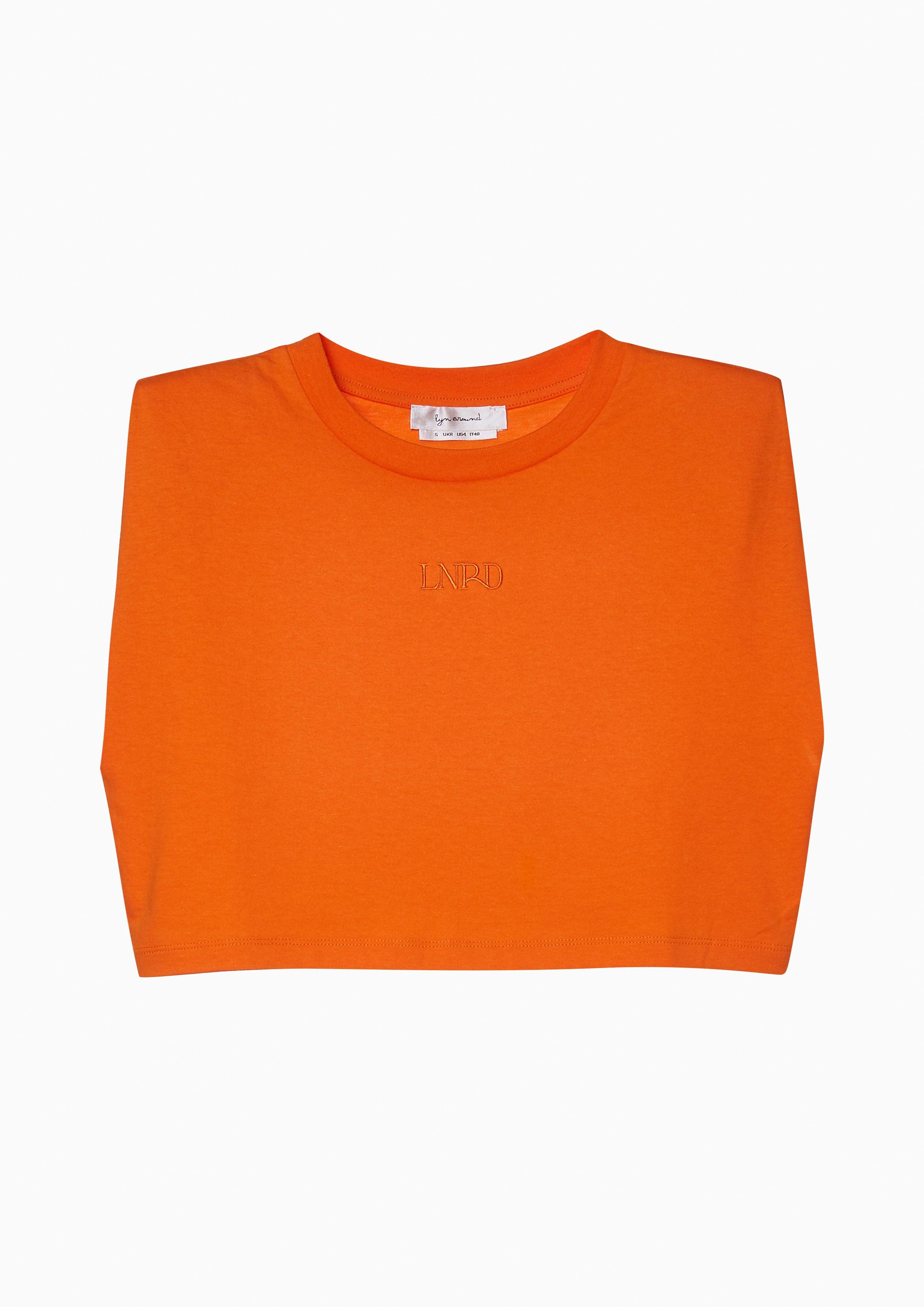 Summer Basic 2023 Sleeveless Crop T-Shirt Orange