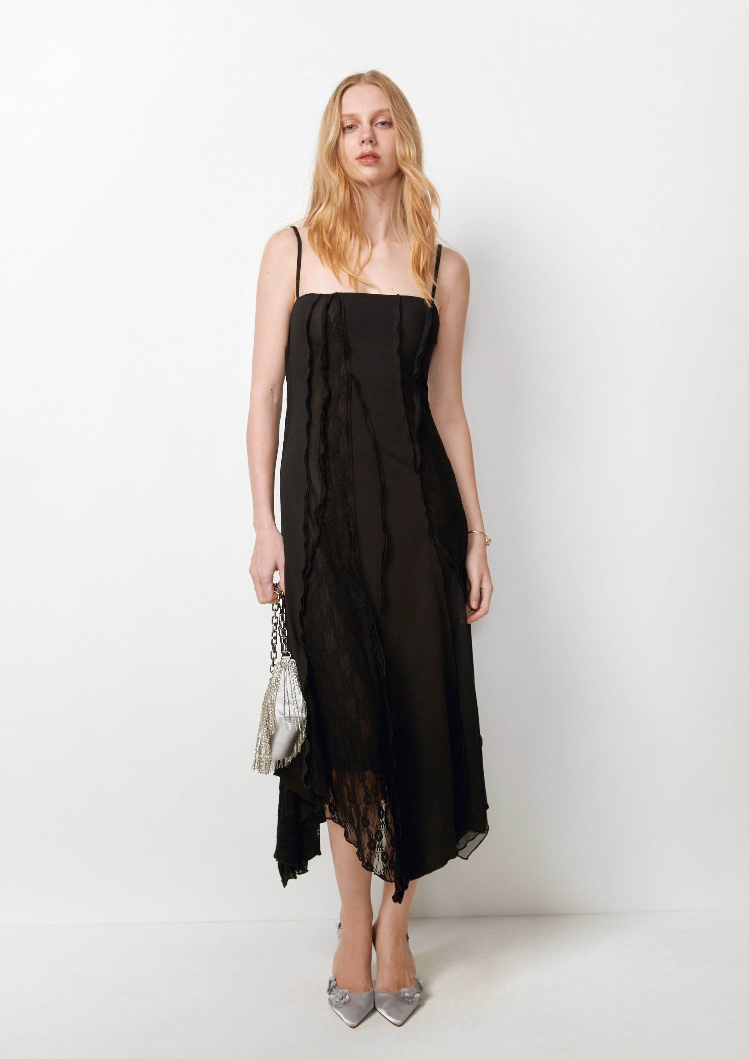 Lace Panel Sleeveless Midi Dress Too Cool For School