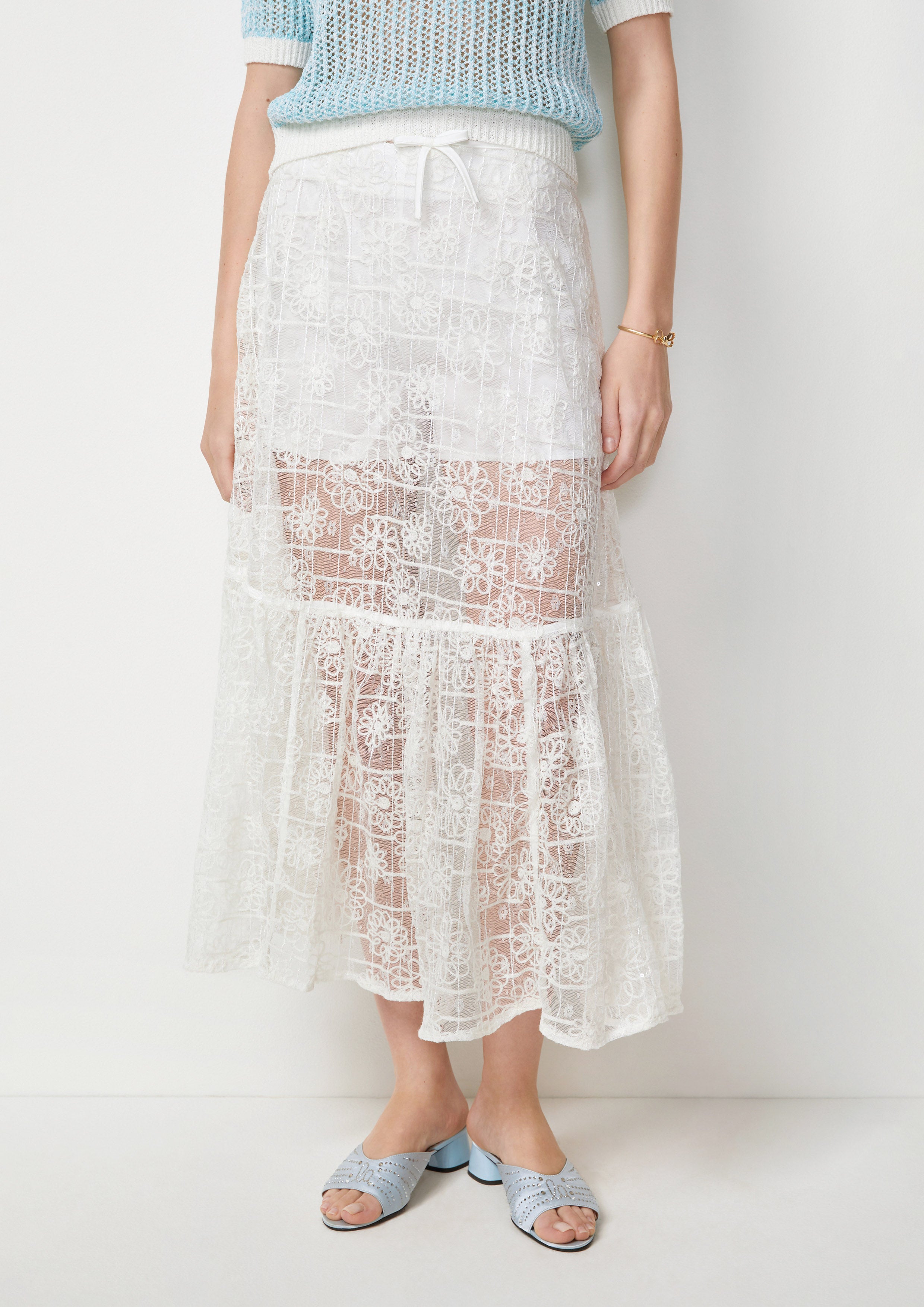 Floral Sheer Lace Midi Skirt Best Bunnies