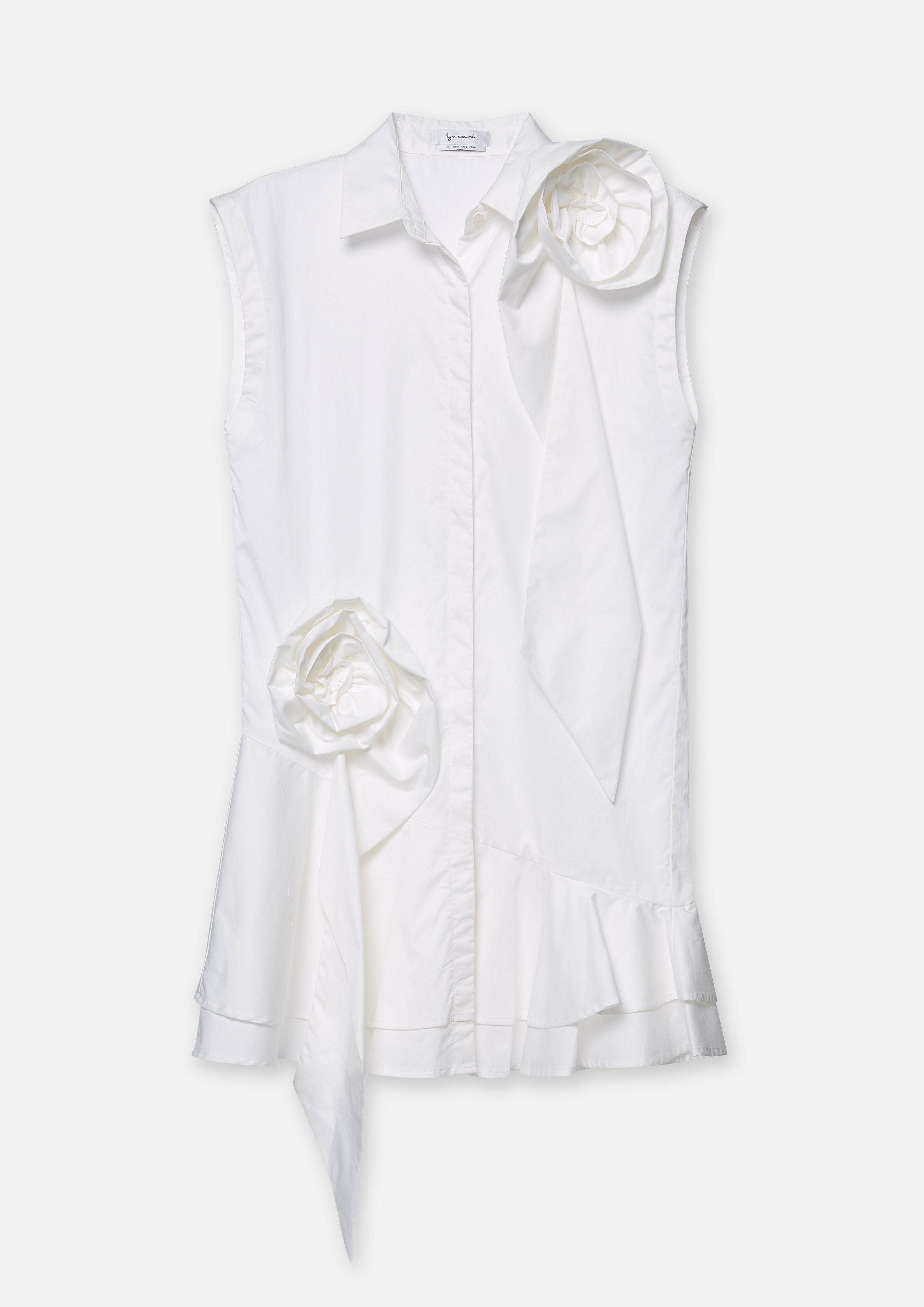 Rose Appliques Sleeveless Mini Shirt Dress Pas De Une