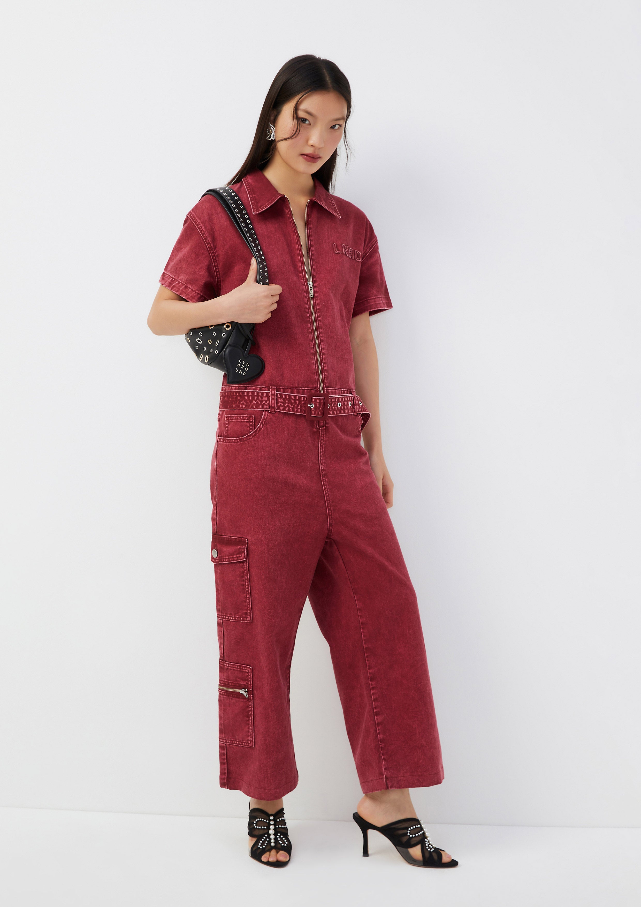Belted Denim Zip Jumpsuit Roar of Serengeti