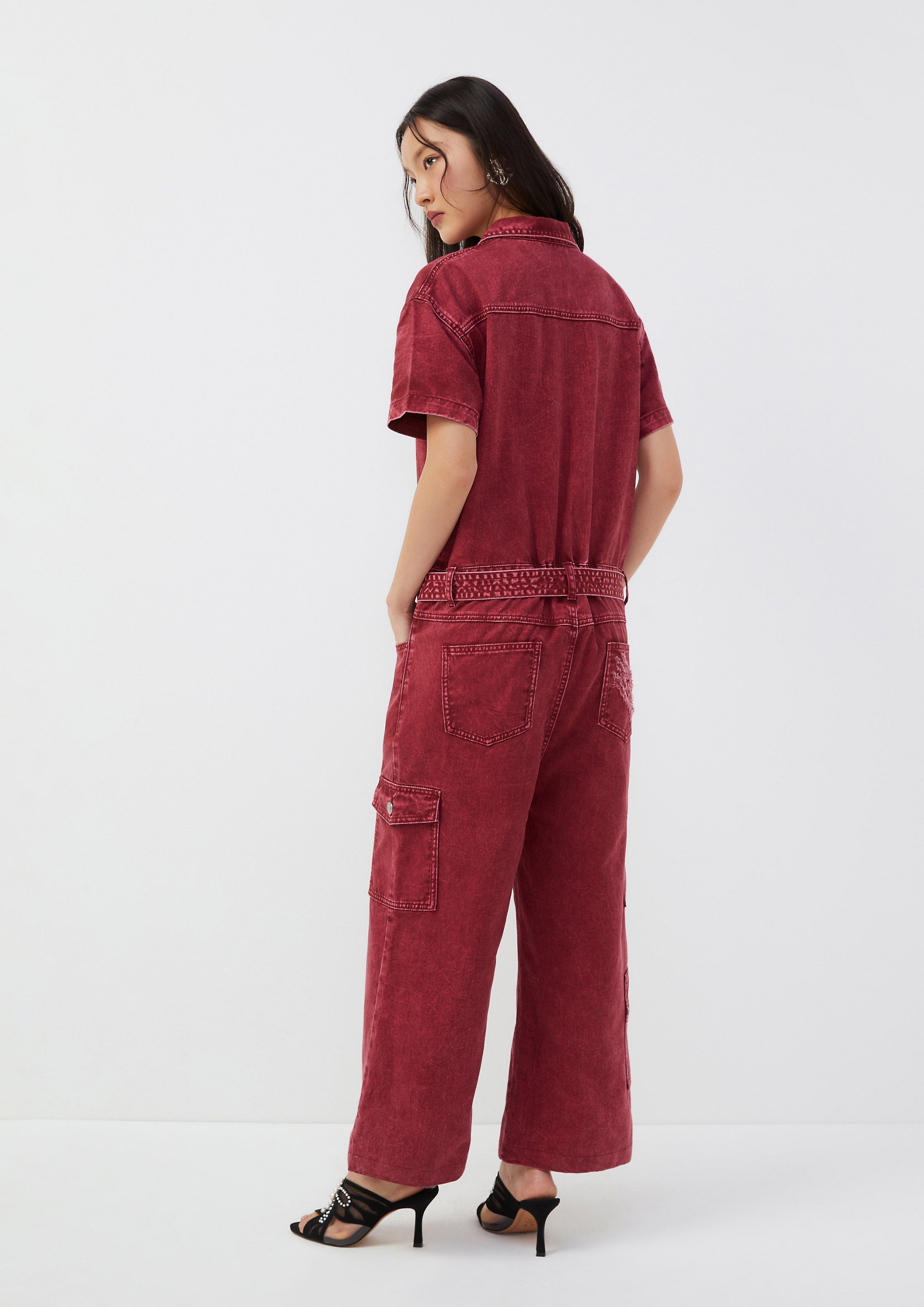 Belted Denim Zip Jumpsuit Roar of Serengeti