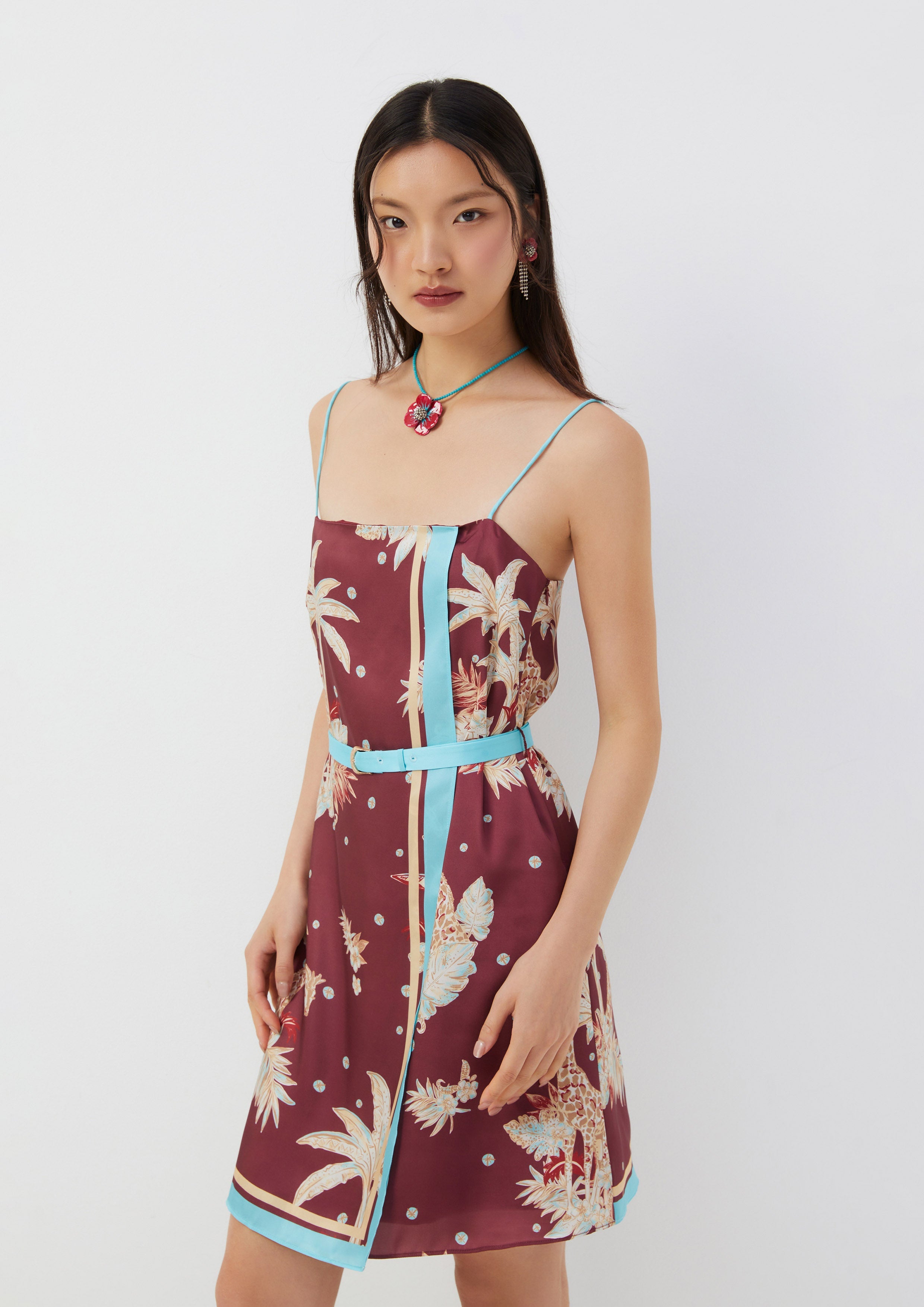Tropical Spaghetti Strap Dress Posh Escapade