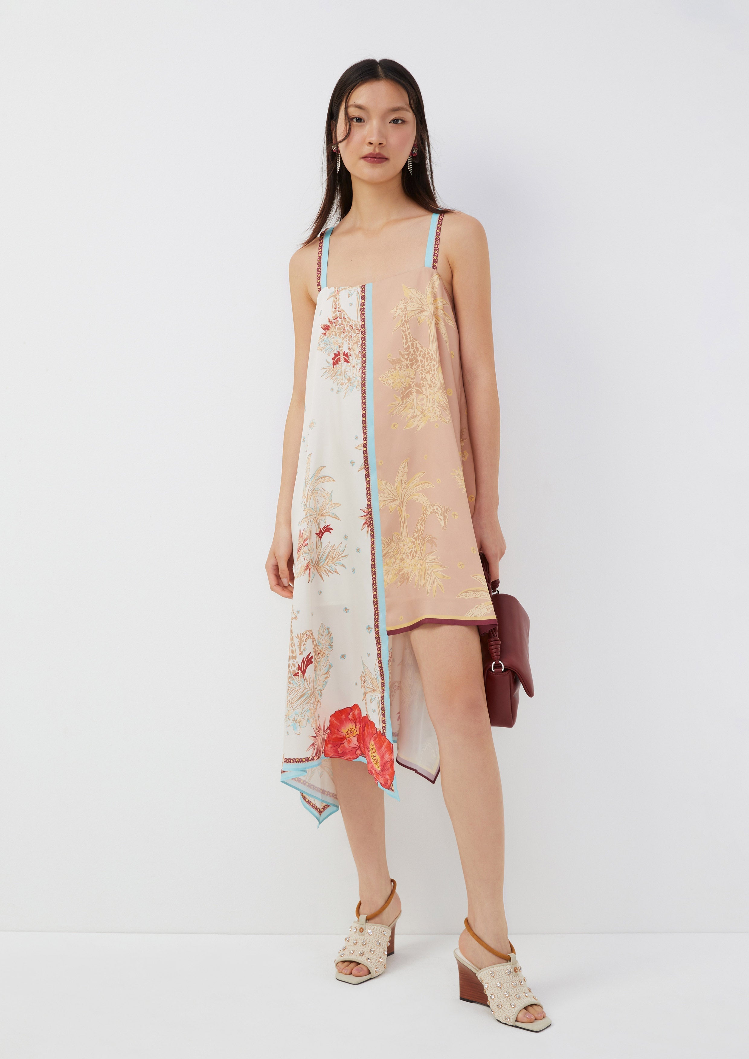 Tropical Asymmetric Spaghetti Strap Dress Posh Escapade
