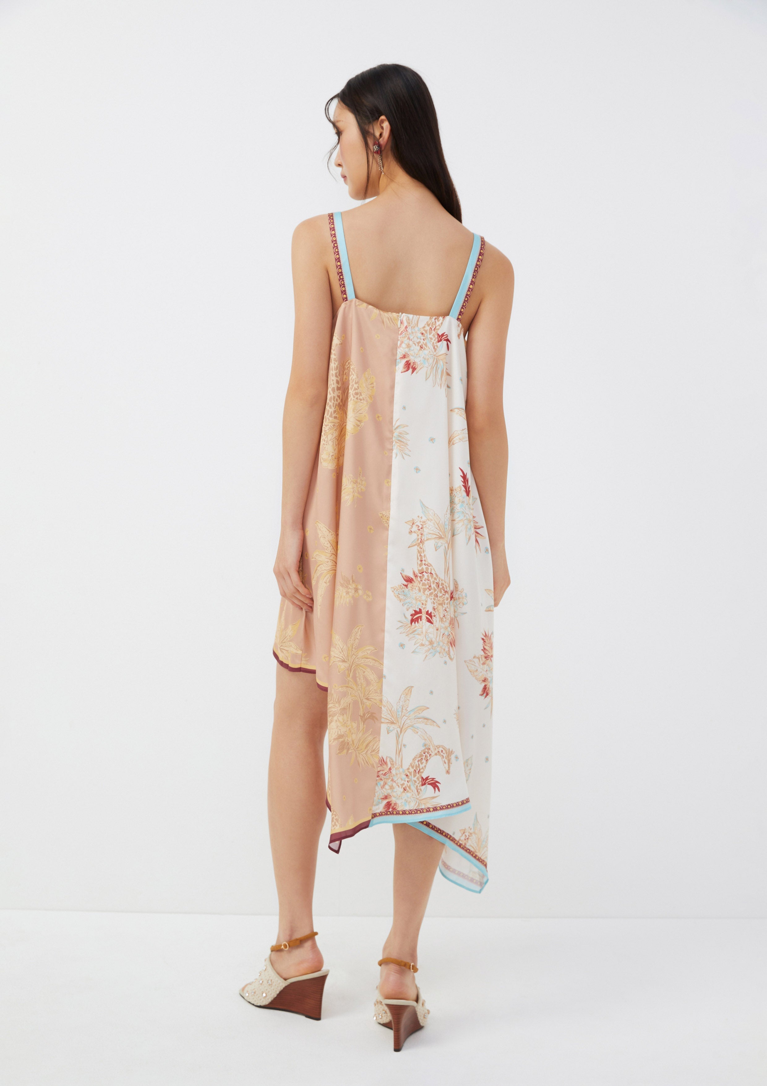 Tropical Asymmetric Spaghetti Strap Dress Posh Escapade