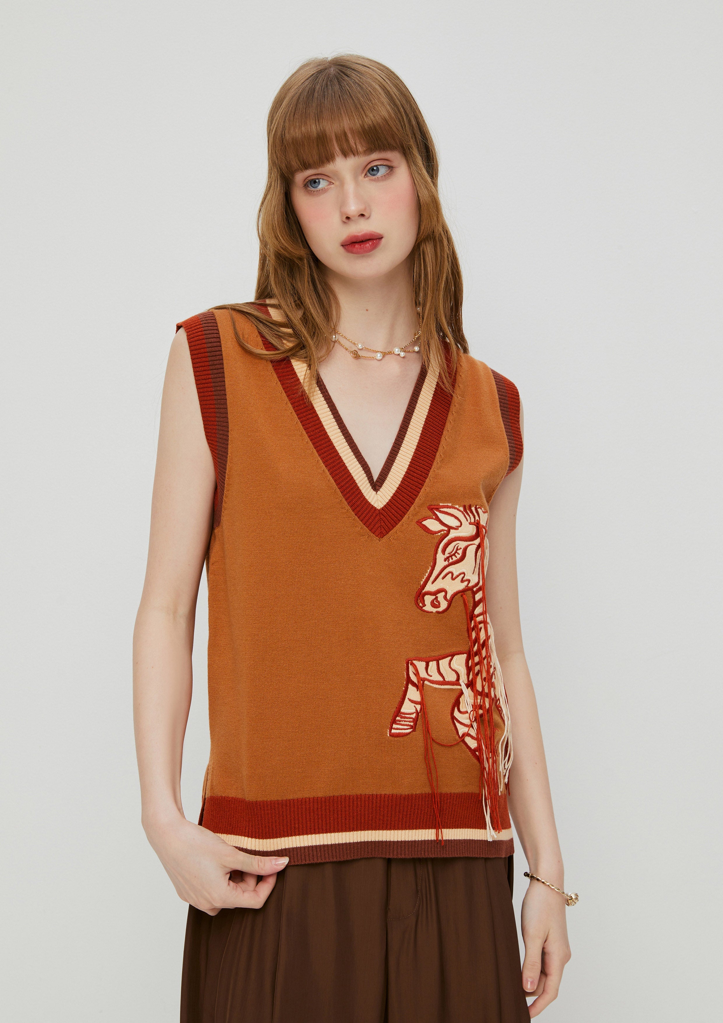 Zebra Intarsia Knit Vest Posh Escapade