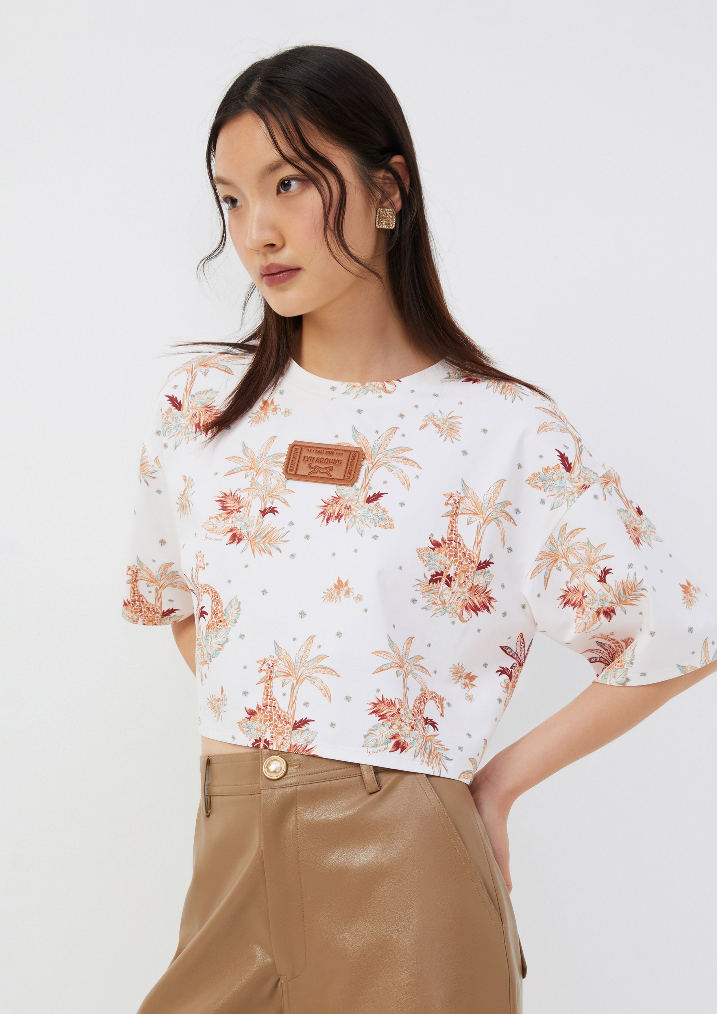 Tropical Animal Print Boxy T-Shirt