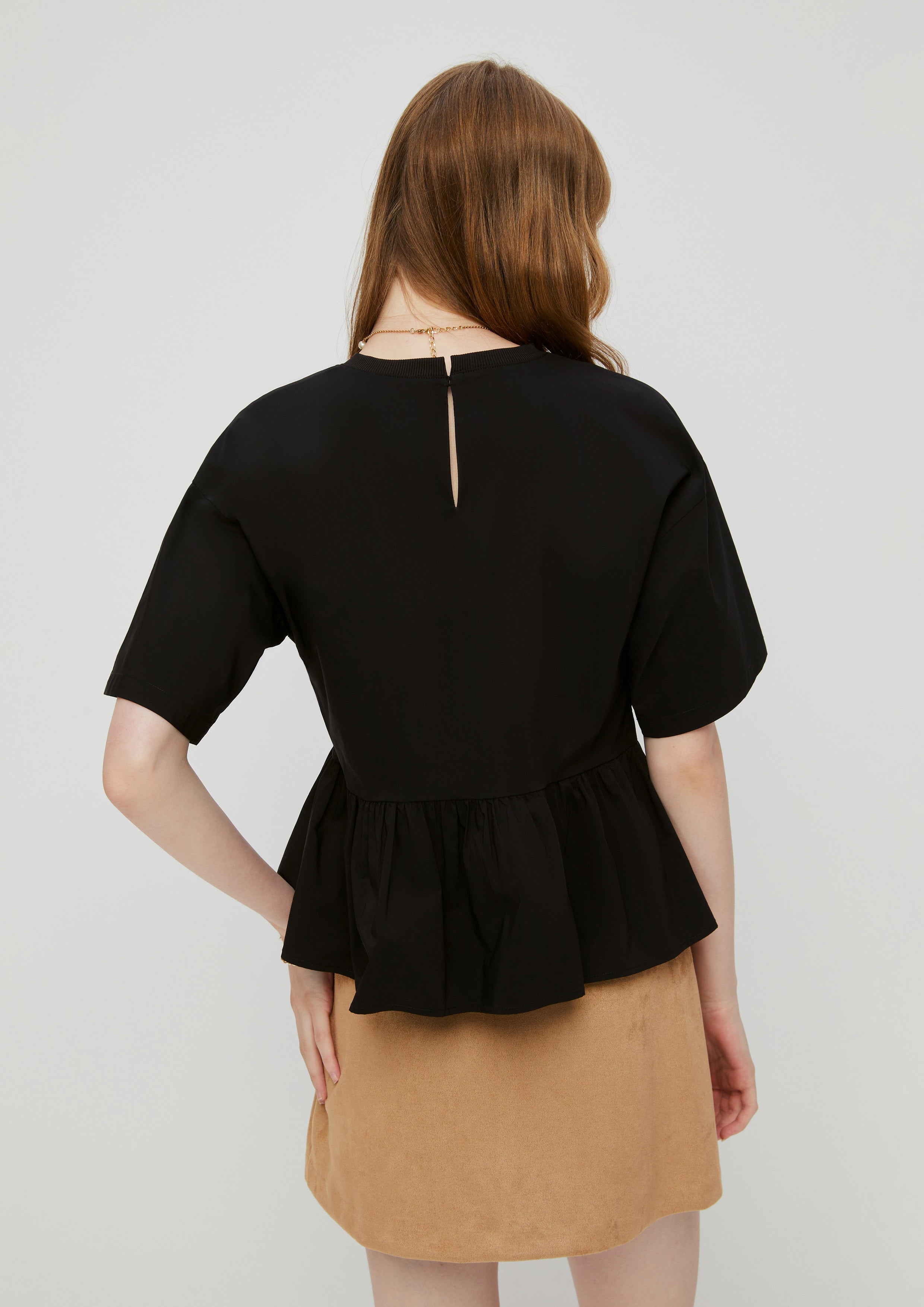 Peplum Giraffe Graphic Top
