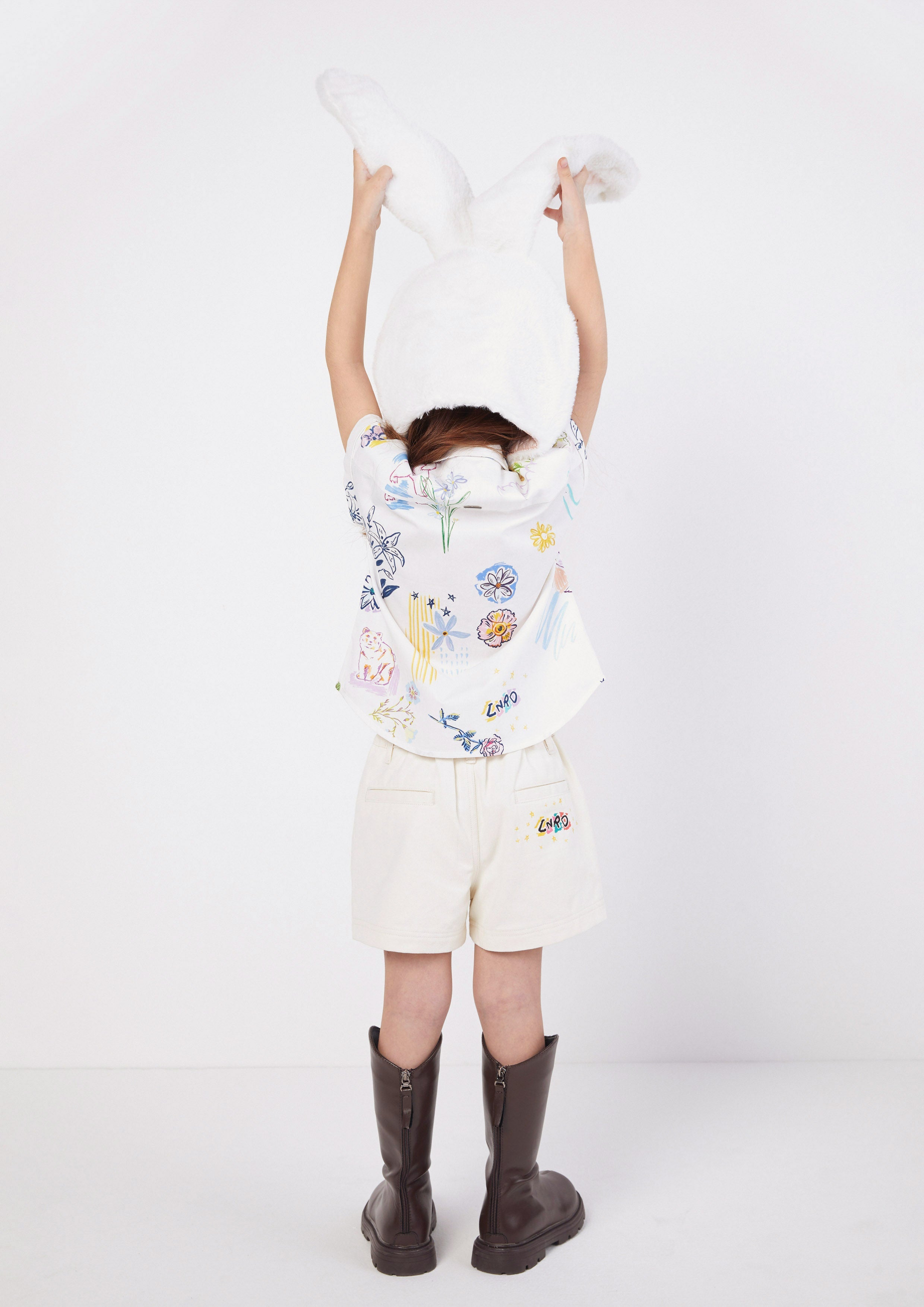 Playful Sketch Print Short Sleeve Shirt for Girls The Wild Spirit