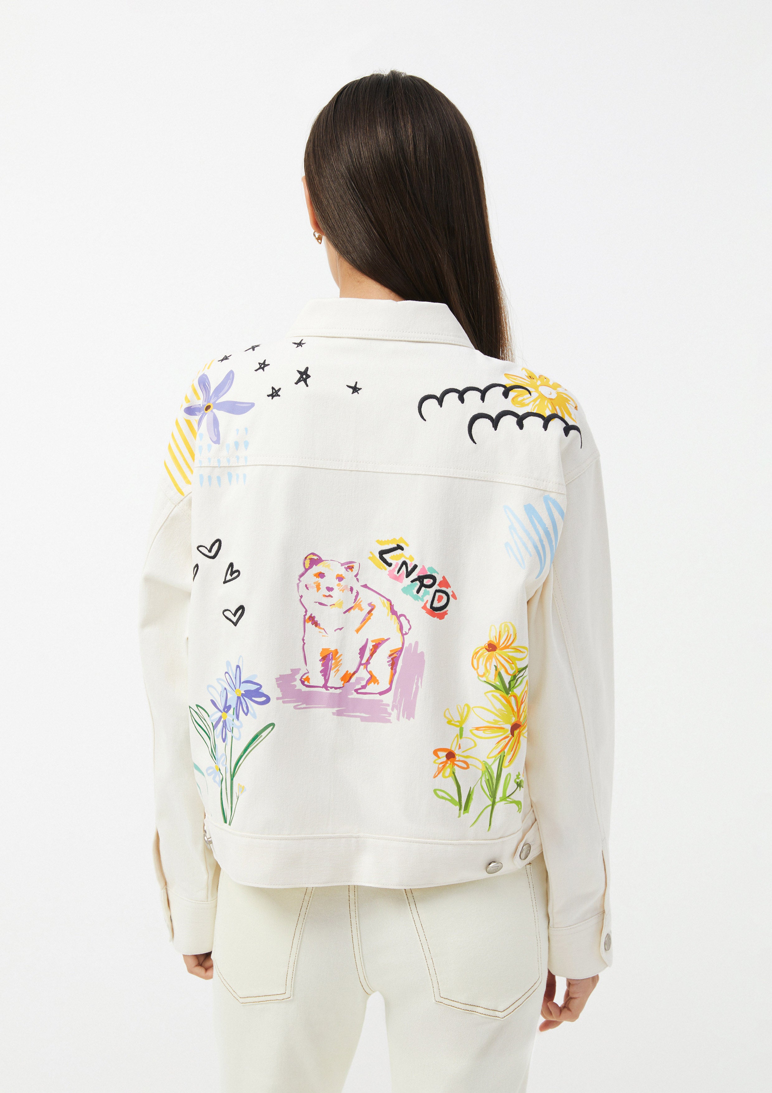 เสื้อแจ็คเก็ต เดนิม ปักลายกราฟิกแฟนตาซี The Wild Spirit