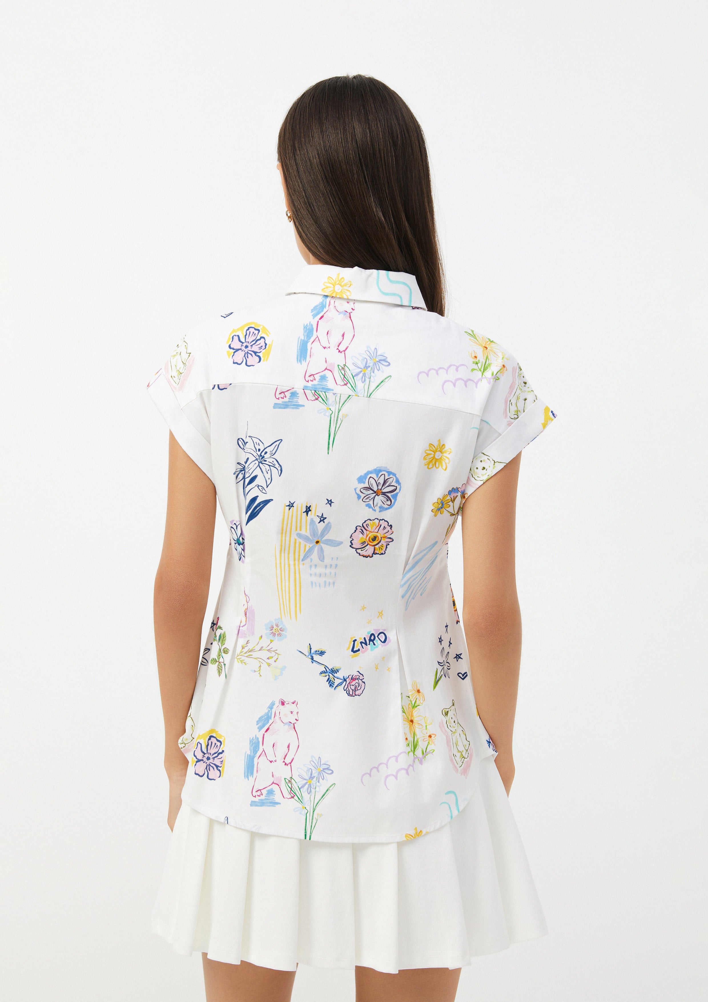 Playful Sketch Print Fitted Shirt The Wild Spirit