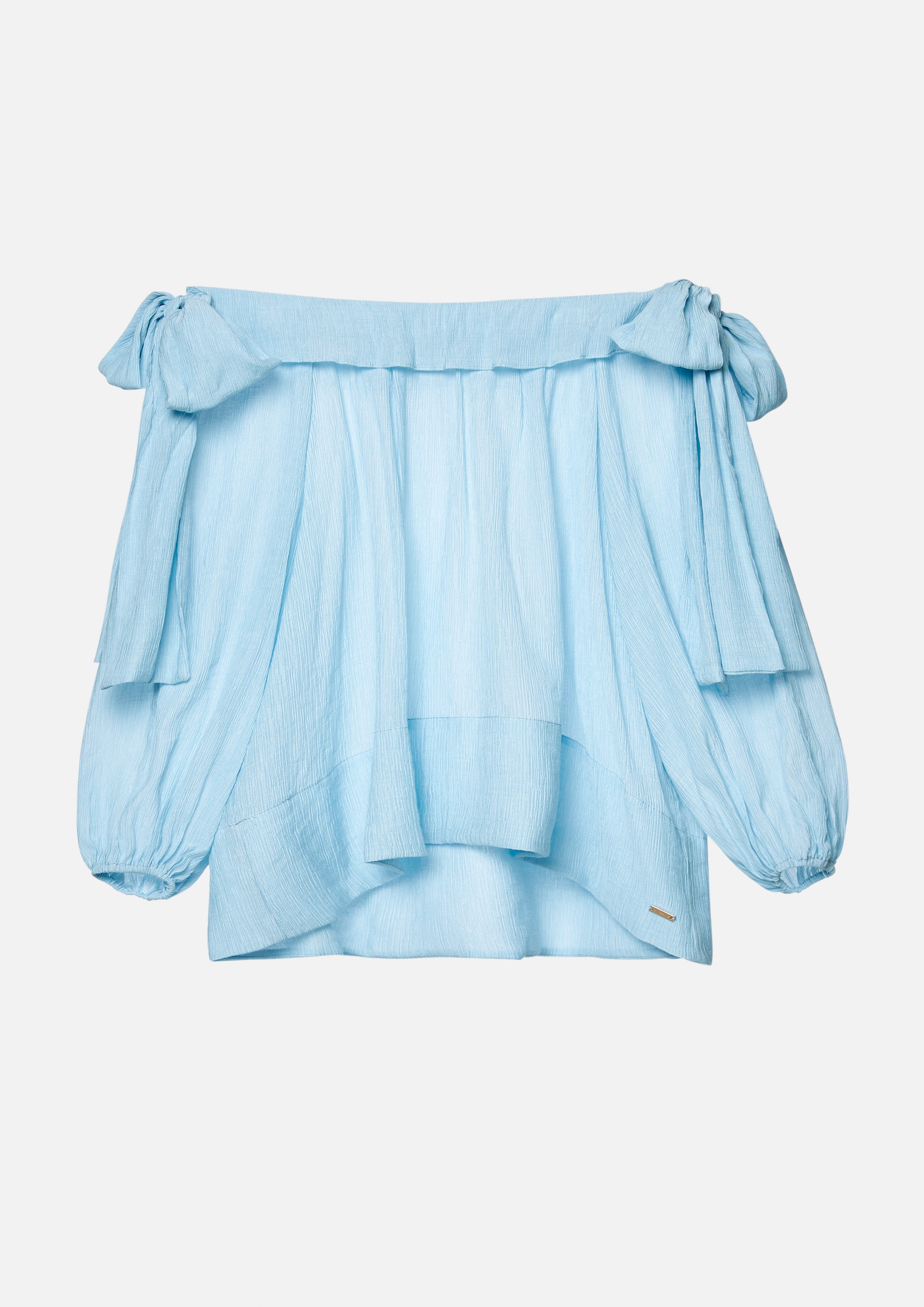 Bows Tied Puffed Sleeve Cropped Off-Shoulder Top Soleviva Vacation Collection